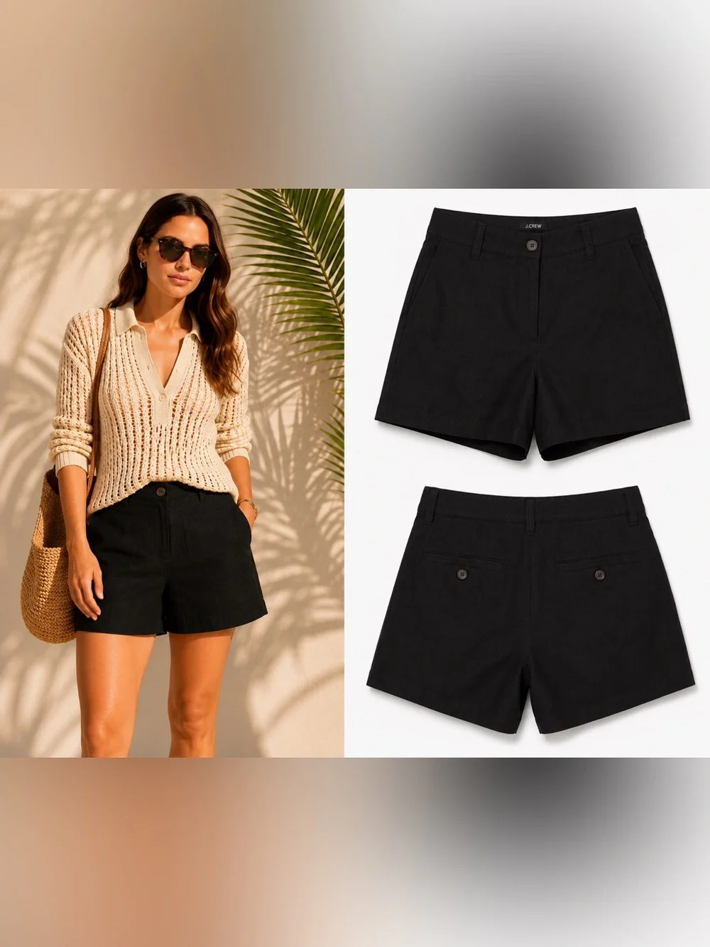 NWT J.Crew 3” Harbor Linen Shorts Black Size XS/0, 100% Linen